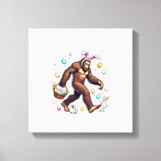 Bigfoot Easter Day Funny Sasquatch Cute Bunny East Canvas Print