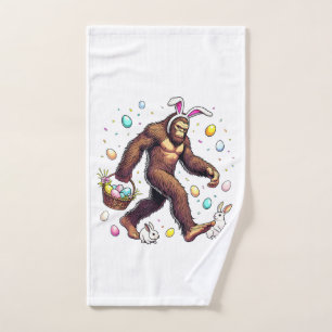 Bigfoot Easter Day Funny Sasquatch Cute Bunny East Hand Towel