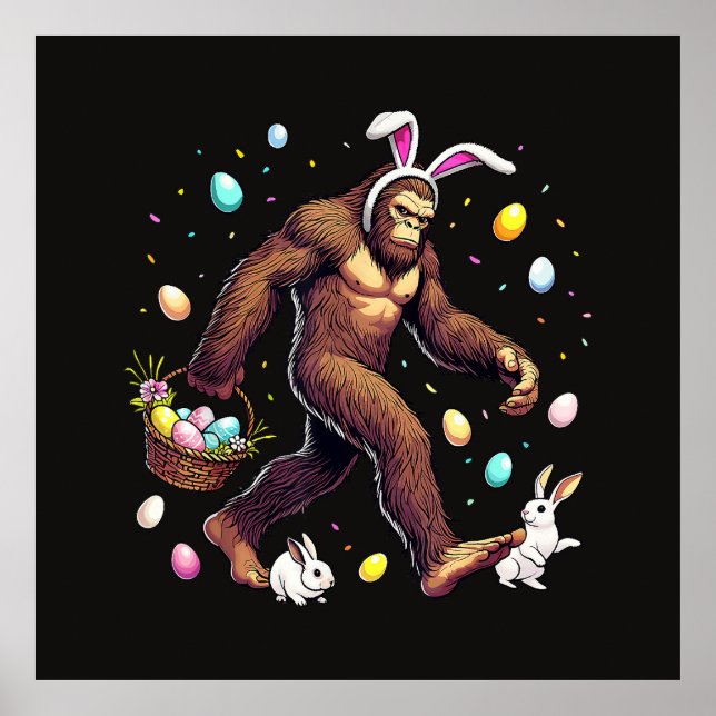 Bigfoot Easter Day Funny Sasquatch Poster (Front)