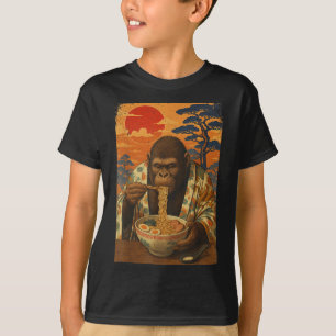 Bigfoot Eating Japanese Ramen Noodles Funny Gifts  T-Shirt