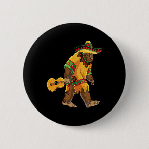 Bigfoot El Squatcho Cinco De Mayo Mexican Poncho S 2 Inch Round Button