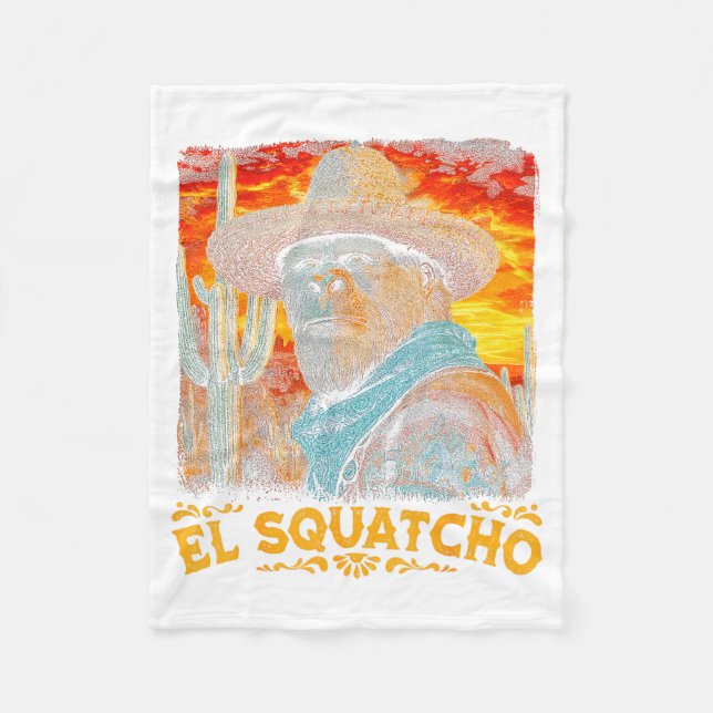 Bigfoot El Squatcho Sasquatch Mexican Cinco de Fleece Blanket (Front)
