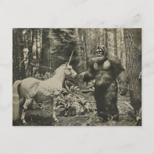 Bigfoot et une carte postale Unicorn