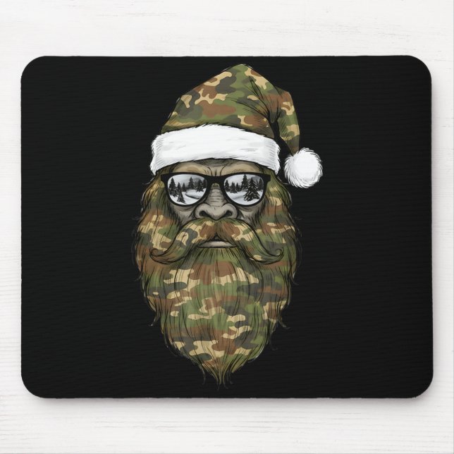 Bigfoot Face Sungles Santa Christmas Camo Xmas Sas Mouse Pad (Front)