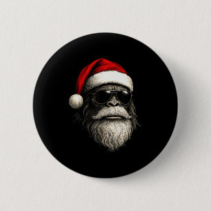 Bigfoot Face Sungles Santa Christmas Funny Xmas Sa 2 Inch Round Button