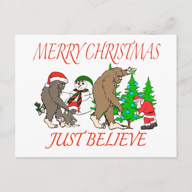 Bigfoot Family Christmas 2 Holiday Postcard (Front)