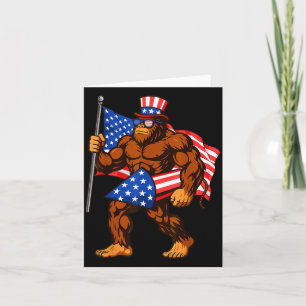 Bigfoot Firework Aamerican Flag Sasquatch 4th Of Card