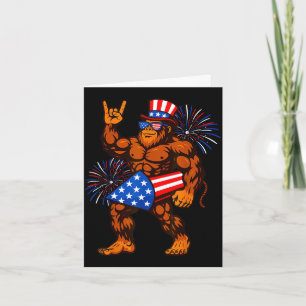 Bigfoot firework american flag sasquatch 4th of card