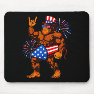 Bigfoot firework american flag sasquatch 4th of mouse pad