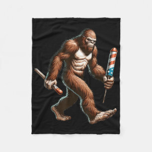 Bigfoot Fireworks 4th Of July Men Sasquatch Americ Fleece Blanket