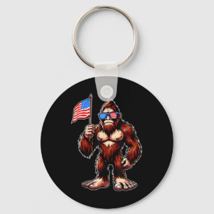 Bigfoot Fireworks 4th Of July Men Sasquatch Americ Keychain