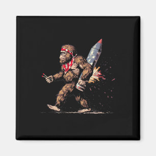 Bigfoot Fireworks 4th Of July Men Sasquatch Americ Magnet