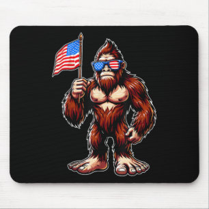 Bigfoot Fireworks 4th Of July Men Sasquatch Americ Mouse Pad