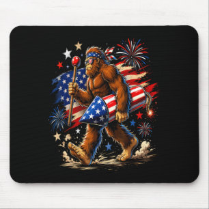 Bigfoot Fireworks 4th Of July Men Sasquatch Mouse Pad