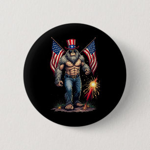 Bigfoot Fireworks 4th Of July Sasquatch American U 2 Inch Round Button