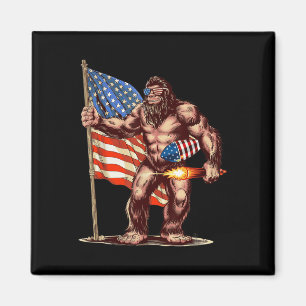 Bigfoot Fireworks 4th Of July Sasquatch American U Magnet