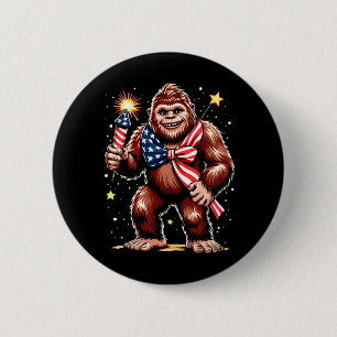 Bigfoot Fireworks 4th Of July Sasquatch US America 2 Inch Round Button