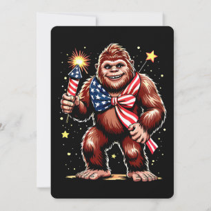 Bigfoot Fireworks 4th Of July Sasquatch US America Invitation