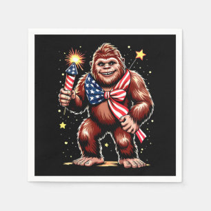 Bigfoot Fireworks 4th Of July Sasquatch US America Napkin
