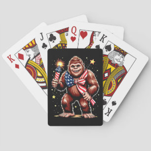 Bigfoot Fireworks 4th Of July Sasquatch US America Playing Cards