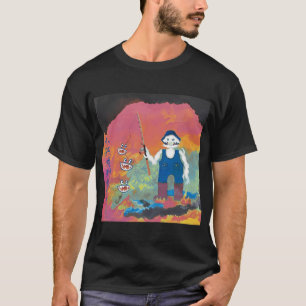 Bigfoot Fishing Funny Retro Sasquatch Dad Men Kids T-Shirt
