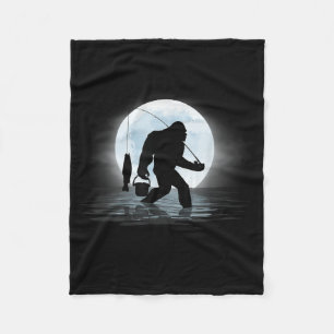 Bigfoot Fishing Funny Sasquatch And Fish Night Fis Fleece Blanket