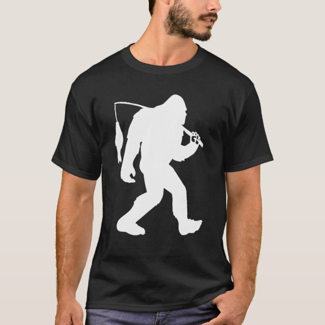 Bigfoot Fishing Funny Sasquatch And Fish Night Fis T-Shirt (Front)