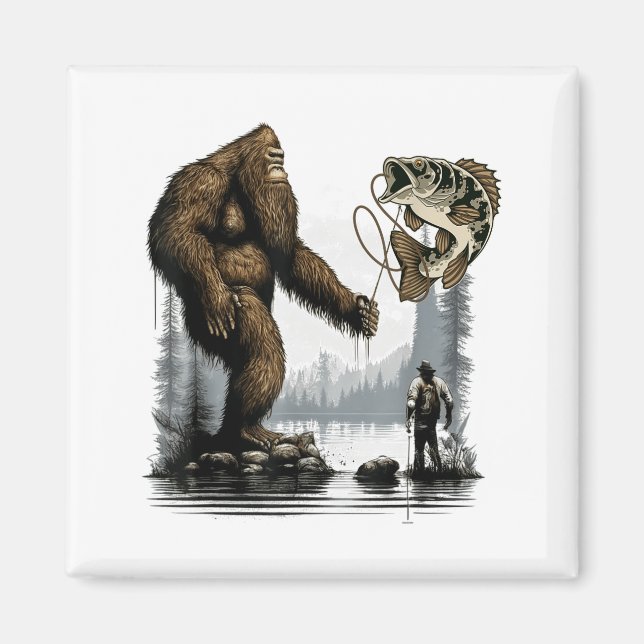 Bigfoot Fishing Funny Sasquatch Fi-shirt  Magnet (Front)