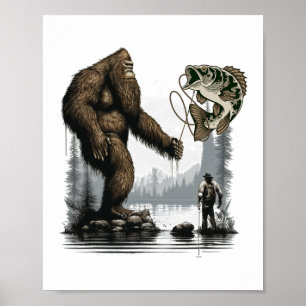 Bigfoot Fishing Funny Sasquatch Fish 1  Poster