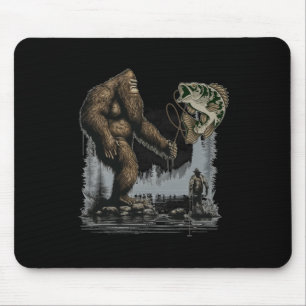 Bigfoot Fishing Funny Sasquatch Fish  Mouse Pad