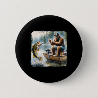 Bigfoot Fishing Funny Sasquatch Summer B Fisherman 2 Inch Round Button