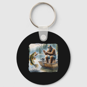 Bigfoot Fishing Funny Sasquatch Summer B Fisherman Keychain