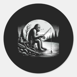 Bigfoot Fishing Lake Sasquatch Fisherman Funny Fis Classic Round Sticker