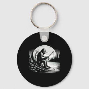 Bigfoot Fishing Lake Sasquatch Fisherman Funny Fis Keychain