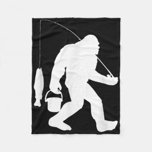 Bigfoot Fishing Shirt Funny Sasquatch And Fish Fleece Blanket