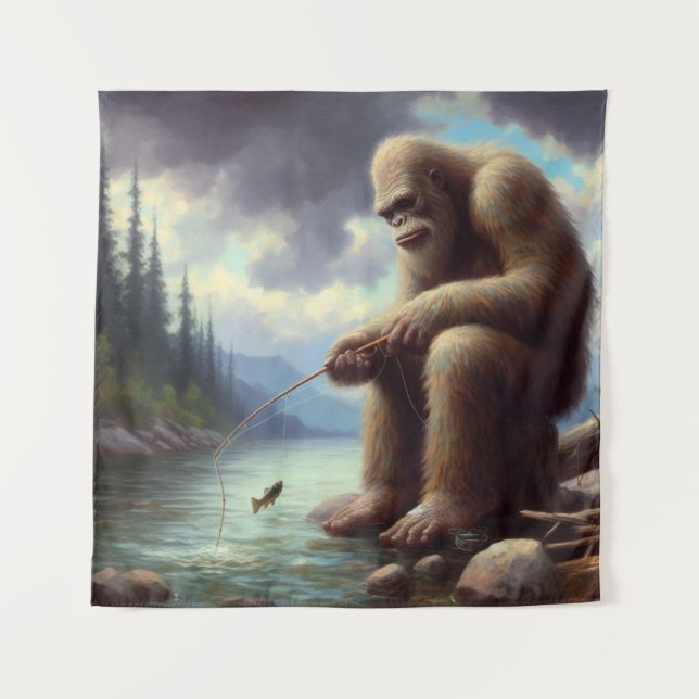 Bigfoot Fishing Tapestry (Front)