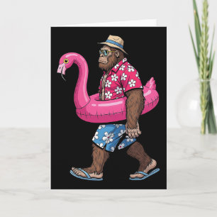 Bigfoot Flamingo Sasquatch Summer Pink Float Pool Card