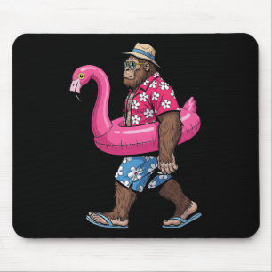 Bigfoot Flamingo Sasquatch Summer Pink Float Pool  Mouse Pad