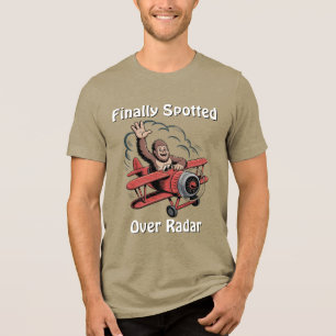 BigFoot Flying Airplane Clouds Funny Birthday Tri-Blend Shirt