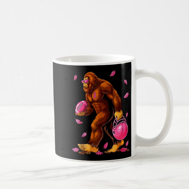 Bigfoot Football Nk Ribbon Breast Cancer Awareness Coffee Mug (Right)