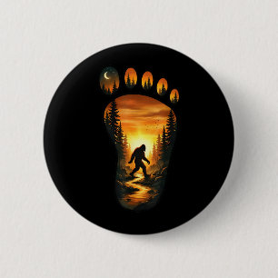 Bigfoot Footprint Sasquatch Forest Sunset Camping 2 Inch Round Button