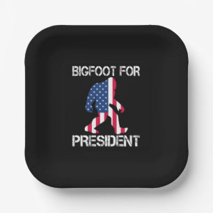 Bigfoot For President Funny Bigfoot Paper Plate