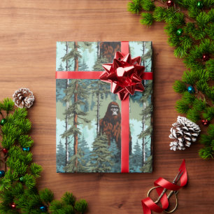 Bigfoot Forest Stare Down Scary Wrapping Paper