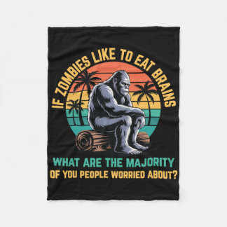 Bigfoot Funny Sasquatch Zombies Horror Lover Fleece Blanket