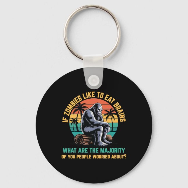 Bigfoot Funny Sasquatch Zombies Horror Lover  Keychain (Front)