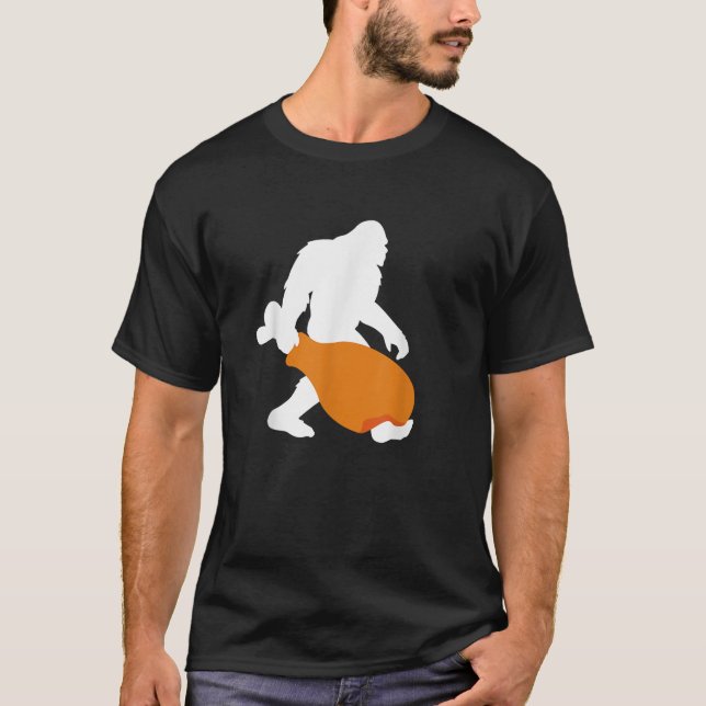 Bigfoot Funny Thanksgiving Christmas Turkey Leg Sa T-Shirt (Front)