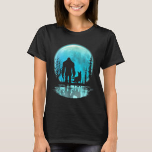 Bigfoot German Shepherd Dog Walk Moon and Darkness T-Shirt