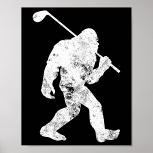 Bigfoot Golf Golfer Vintage Sasquatch Funny Men Wo Poster