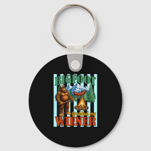 Bigfoot grabbed wiener funny sasquatch joke men keychain