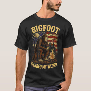 Bigfoot grabbed wiener funny sasquatch joke men T-Shirt